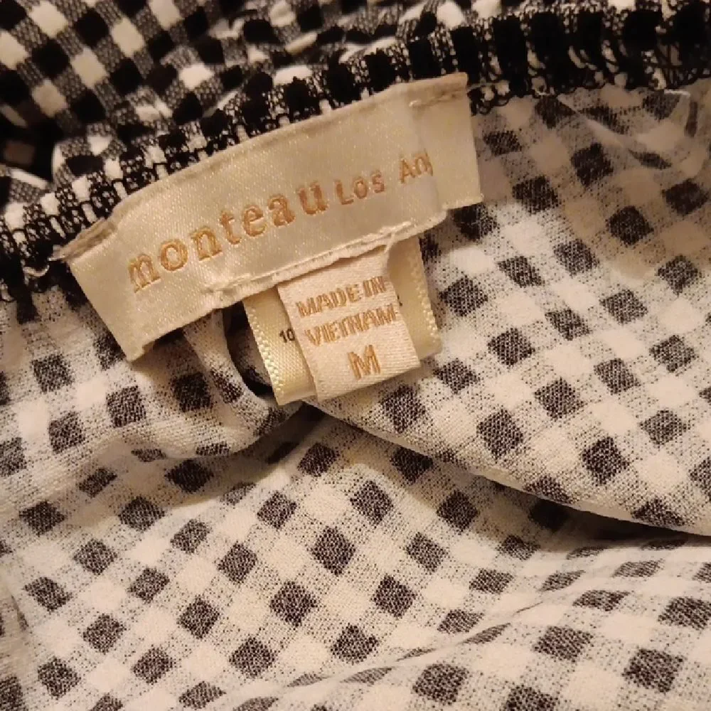 Monteau Los Angeles Checked Dress. Cottagecore. Peasant. Gingham - Picture 9 of 12